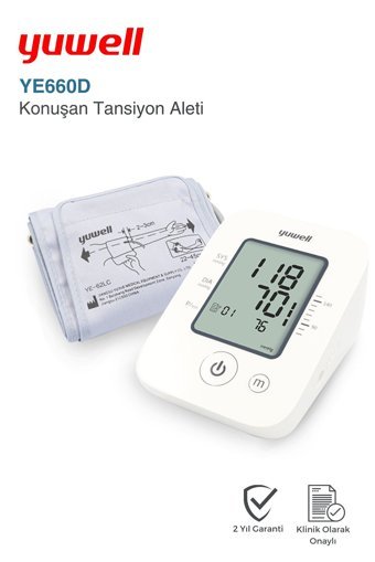 Yuwell Ye660D 1 Kullanıcı 90 Ölçüm Hafızalı Dijital Koldan Tam Otomatik Tansiyon Aleti