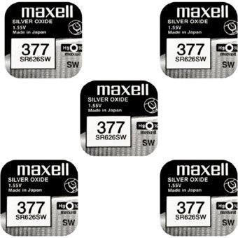 Maxell 377 SR626SW 1.55 V Düğme Pil 5'li