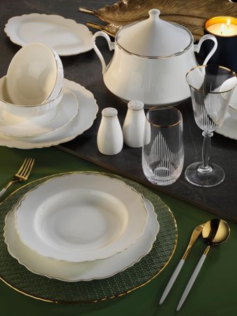 Aryıldız Bone AR34019 60 Parça 12 Kişilik Porselen Yuvarlak Yemek Takımı