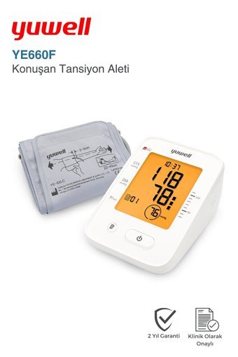 Yuwell Ye660F 90 Ölçüm Hafızalı Konuşan Dijital Koldan Tam Otomatik Tansiyon Aleti