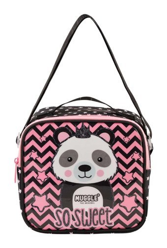 Muggle Panda Logolu Yıkanabilir Organik Siyah Beslenme Çantası