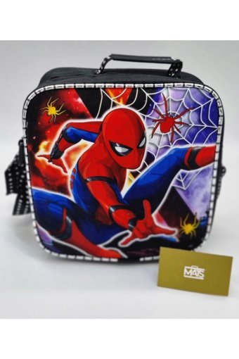 Mats Çanta Termoslu Spider Man Siyah Beslenme Çantası