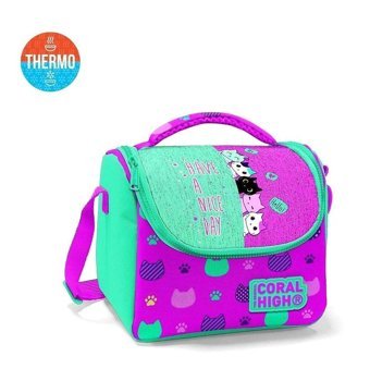 Yaygan Çanta 11854 Kedili Termoslu Pembe Beslenme Çantası