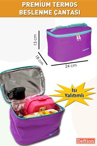 Deftion Düz Yıkanabilir Organik Mor Beslenme Çantası