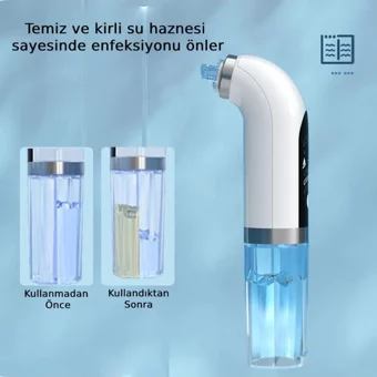 Sheland Karma Ciltler İçin 4 Başlıklı Şarjlı Titreşimli Vakumlu Yüz Temizleme Cihazı Beyaz