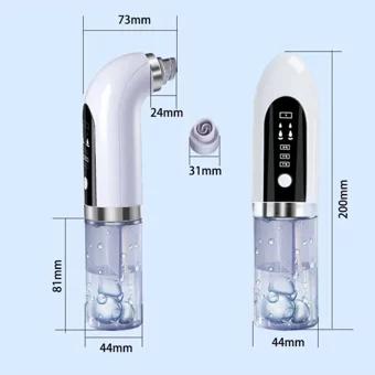 Sheland Karma Ciltler İçin 4 Başlıklı Şarjlı Titreşimli Vakumlu Yüz Temizleme Cihazı Beyaz