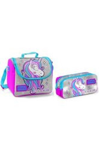 Yaygan Çanta Unicornlu Termoslu Unicorn Gümüş Beslenme Çantası + Kalemlikli