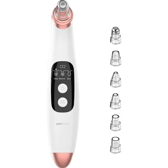 Polosmart Psc90 350 mAH Tüm Ciltler İçin 6 Başlıklı Şarjlı Vakumlu Yüz Temizleme Cihazı Beyaz