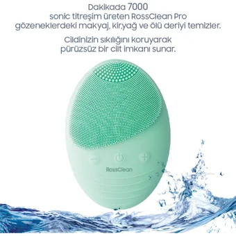 Rossclean Pro Yağlı Ciltler İçin 1 Başlıklı Fırçalı Silikon Şarjlı Titreşimli Yüz Temizleme Cihazı Yeşil