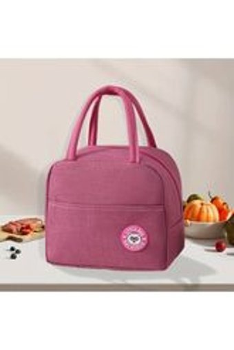 No8 Atölye Düz Yıkanabilir Organik Pembe Beslenme Çantası