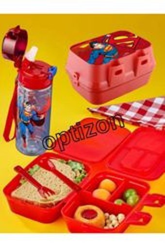 Optizon Suluklu Yıkanabilir Organik Superman Kırmızı Beslenme Çantası