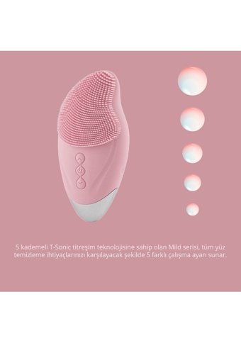 Rossclean Mild Tüm Ciltler İçin 1 Başlıklı Fırçalı Silikon Buharlı Şarjlı Titreşimli Yüz Temizleme Cihazı Pembe