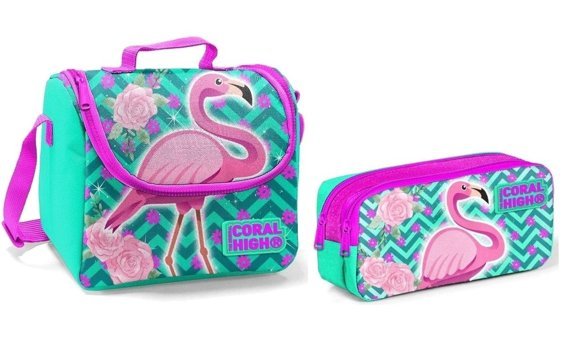 Yaygan Çanta Unicornlu Termoslu Flamingo Yeşil Beslenme Çantası + Kalemlikli