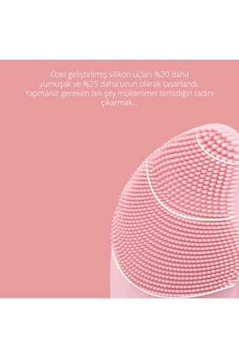 Mild Tüm Ciltler İçin 1 Başlıklı Fırçalı Silikon Buharlı Şarjlı Titreşimli Yüz Temizleme Cihazı Pembe