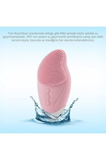 Mild Tüm Ciltler İçin 1 Başlıklı Fırçalı Silikon Buharlı Şarjlı Titreşimli Yüz Temizleme Cihazı Pembe