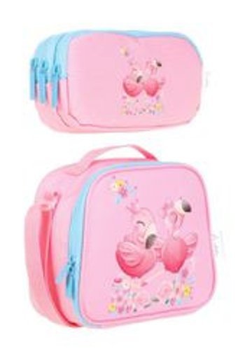 Kaukko Yıkanabilir Organik Pembe Beslenme Çantası + Kalemlikli