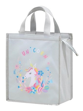 Ecrou Unicornlu Yıkanabilir Organik Unicorn Gri Beslenme Çantası