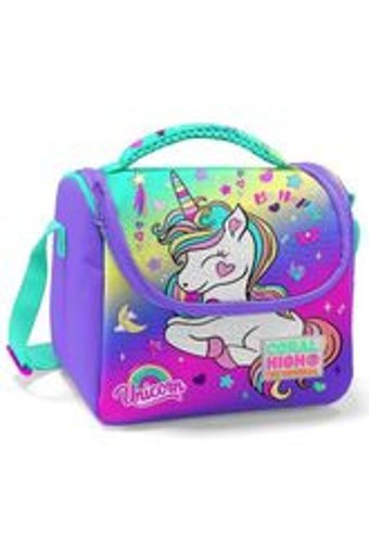 Yaygan Çanta Baskılı Termoslu Unicorn Mor Beslenme Çantası