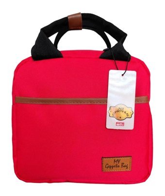 Mygeppetobag Düz Termoslu Organik Kırmızı Beslenme Çantası
