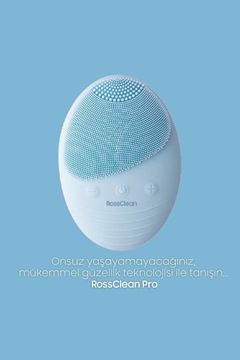 Rossclean Pro Yağlı Ciltler İçin 1 Başlıklı Fırçalı Silikon Şarjlı Titreşimli Yüz Temizleme Cihazı Mavi