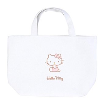 Miniso Düz Yıkanabilir Organik Hello Kitty Beyaz Beslenme Çantası