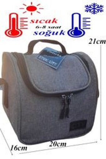 Stok City Düz Termoslu Gri Beslenme Çantası
