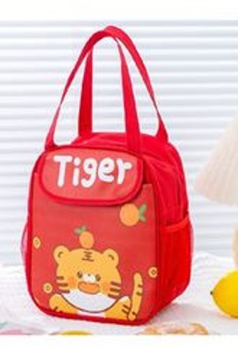 Shisa Store Hayvan Desenli Yıkanabilir Organik Kırmızı Beslenme Çantası