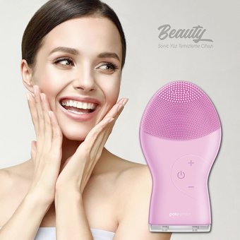 Polosmart Psc10 Tüm Ciltler İçin 1 Başlıklı Fırçalı Silikon Şarjlı Titreşimli Yüz Temizleme Cihazı Pembe