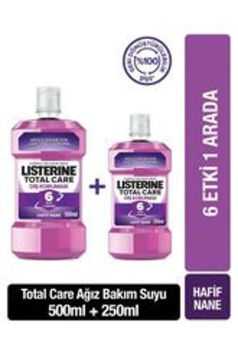 Listerine Total Care Florürlü Nane Aromalı 500+250 ml Ağız Gargarası