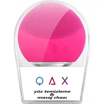 Qax Tüm Ciltler İçin 1 Başlıklı Silikon Şarjlı Titreşimli Yüz Temizleme Cihazı Pembe