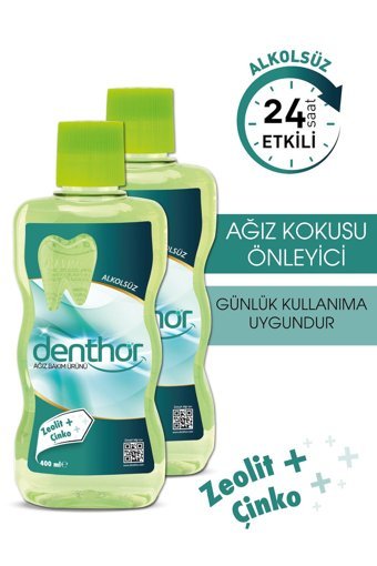 Denthor Alkolsüz Çinko Aromalı 400x2 ml Ağız Gargarası