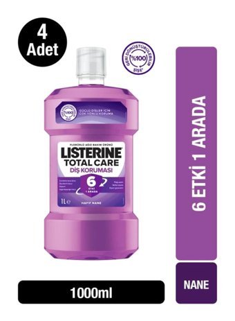 Listerine Total Care Florürlü Nane Aromalı 1 ltx4 ml Ağız Gargarası