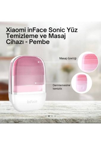 Inface Sonic 400 mAH Tüm Ciltler İçin 1 Başlıklı Fırçalı Silikon Şarjlı Titreşimli Yüz Temizleme Cihazı Pembe