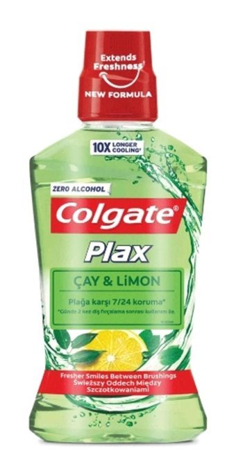 Colgate Plax Alkolsüz Florürlü Çay-Limon Aromalı 500 ml Ağız Gargarası