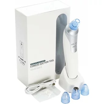 Comede Tool Karma Ciltler İçin 4 Başlıklı Şarjlı Vakumlu Yüz Temizleme Cihazı Beyaz