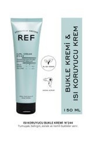 Ref Stockholm Curl Cream No 244 Silikonsuz Sülfatsız Onarıcı Tuzsuz Keratinli Boyalı Saçlar Kıvırcık Saçlar İçin Durulanmayan Kadın Saç Kremi 150 ml