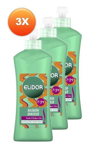 Elidor Belirgin Bukleler Silikonsuz Sülfatsız Nemlendirici Tuzsuz Keratinli Boyalı Saçlar Kıvırcık Saçlar İçin Durulanmayan Unisex Saç Kremi 300 ml