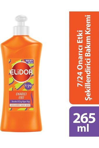 Elidor Onarıcı Etki Silikonsuz Sülfatsız Onarıcı Keratinli Boyalı Saçlar Tüm Saçlar İçin Durulanmayan Unisex Saç Kremi 265 ml