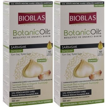 Bioblas Kokusuz Onarıcı Düz Saçlar İçin Sülfatsız Keratin Sarımsak Özlü Parabensiz Kremsiz Şampuan Unisex Şampuanı 2x360 ml