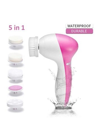 Mastek 5 İn 1 Tüm Ciltler İçin 5 Başlıklı Fırçalı Pilli Titreşimli Yüz Temizleme Cihazı Pembe