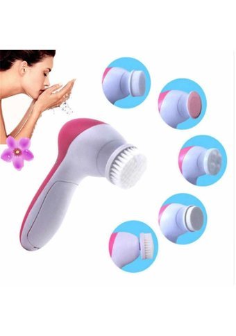 Mastek 5 İn 1 Tüm Ciltler İçin 5 Başlıklı Fırçalı Pilli Titreşimli Yüz Temizleme Cihazı Pembe