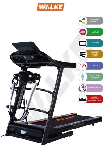 Walke Syrex V1 12 Programlı 120 kg Kapasiteli Koşu Bandı Siyah