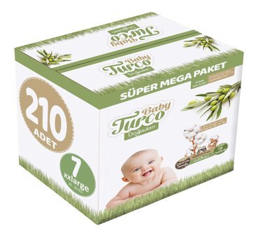Baby Turco Doğadan 7 Numara Organik Cırtlı Bebek Bezi 210'lu