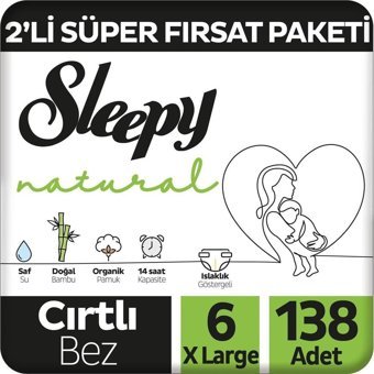 Sleepy Natural 6 Numara Cırtlı Bebek Bezi 138'li