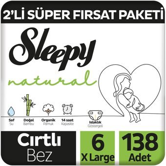 Sleepy Natural 6 Numara Cırtlı Bebek Bezi 138'li