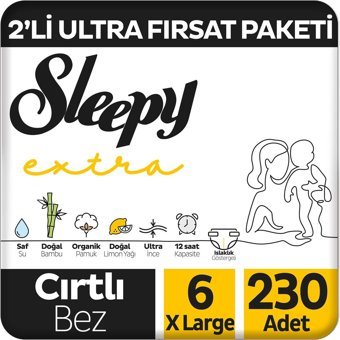 Sleepy 6 Numara Organik Cırtlı Bebek Bezi 230'li