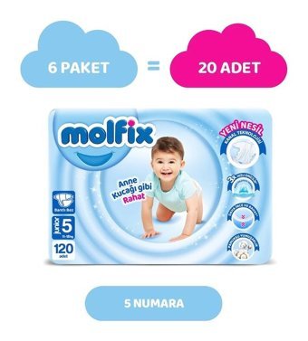 Molfix 5 Numara Cırtlı Bebek Bezi 120'li