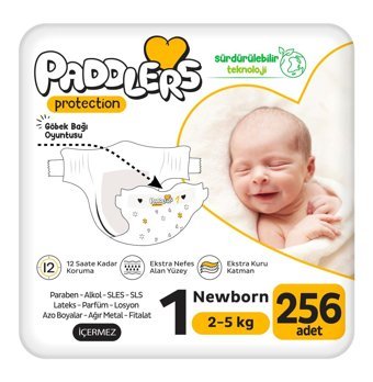 Paddlers Protection 1 Numara Organik Göbek Oyuntulu Cırtlı Bebek Bezi 256'lı