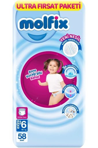 Molfix Pants 6 Numara Külot Bebek Bezi 58'li