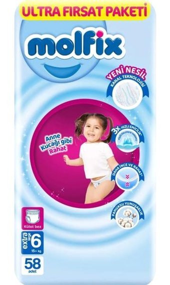 Molfix Pants 6 Numara Külot Bebek Bezi 58'li